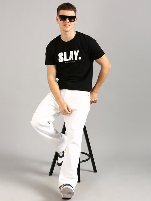 Black Printed Regular Fit T-shirt